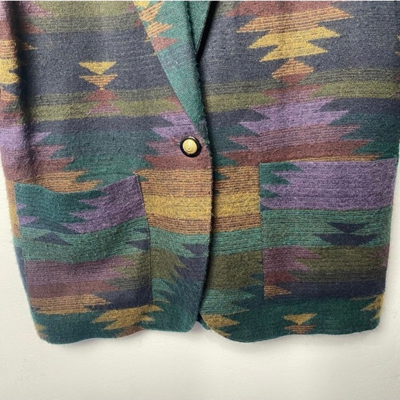 Vintage 90s Southwestern Aztec Blazer Semi-Structured Small - Picture 4 of 14